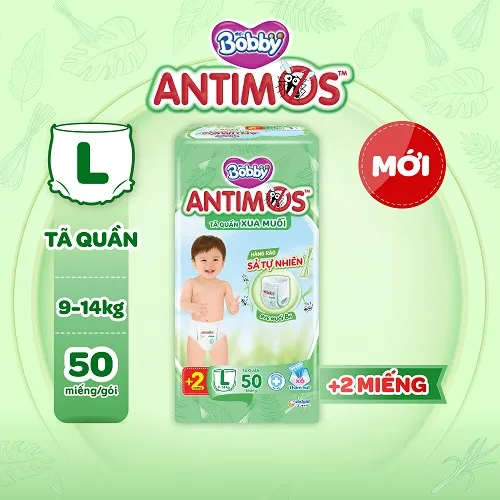 Ảnh Tã Quần Xua Muỗi Bobby Antimos – Hàng rào Sả tự nhiên Bye Muỗi 8H - M52/L50+2/XL48+4/XXL46+6 3