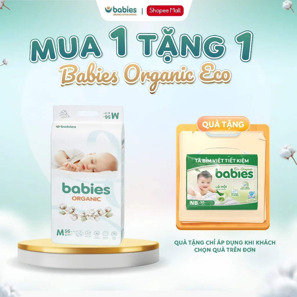 Ảnh Tã/Bỉm BABIES ORGANIC Mỏng Thoáng, Siêu Thấm Hút, Đầy Đủ Size NB/S/M/L/XL/2XL/3XL -Thương Hiệu Việt 1