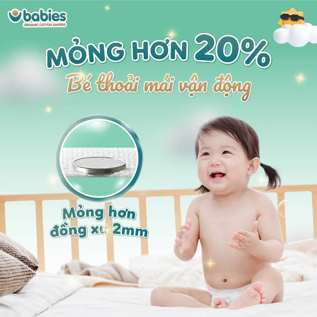 Ảnh Tã/Bỉm BABIES ORGANIC Size Quần M (6-11Kg) 54 Miếng, Thương Hiệu Việt, Siêu Mềm Mịn, Thấm Hút 1400ml 2