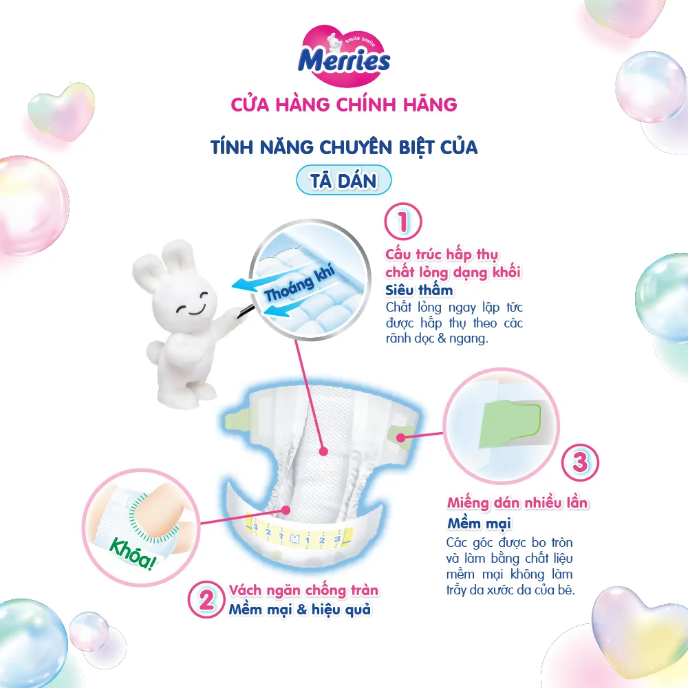 Ảnh Tã/bỉm dán Merries size NB - 76 miếng (dành cho bé dưới 5kg) 2