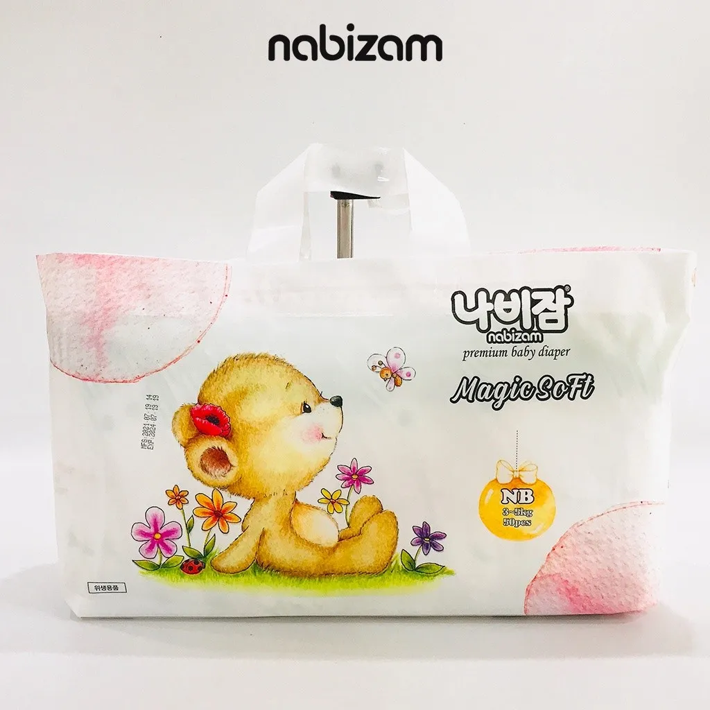 Ảnh Tã/Bỉm Dán NABIZAM Magic Soft Cao Cấp Từ Sợi Bông Được Tuyển Chọn An Toàn Cho Bé Size NB Cho Bé Từ 3-5kg, 50 Miếng/Bịch 3