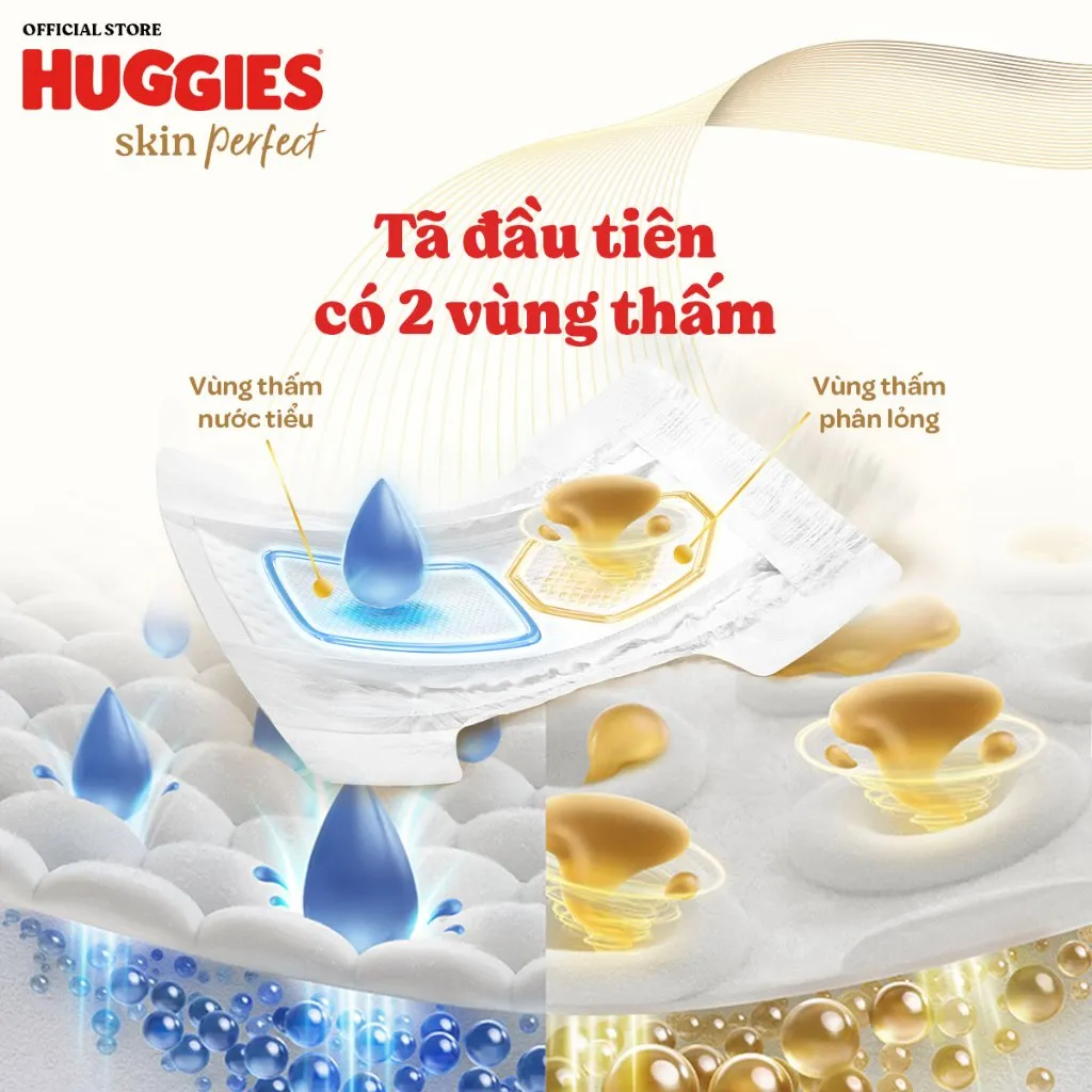 Ảnh Tã/bỉm dán sơ sinh Huggies Skin Perfect NB 38 miếng với 2 vùng thấm giảm kích ứng da 1