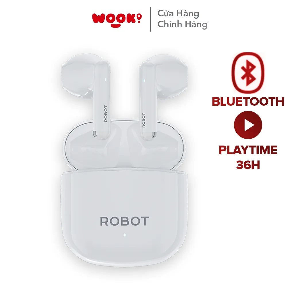 Ảnh Tai Nghe Bluetooth 5.3 Robot Airbuds T60 White Semi In Ear Playtime 36H Chống Nước IPX4 - Hàng Chính Hãng 1