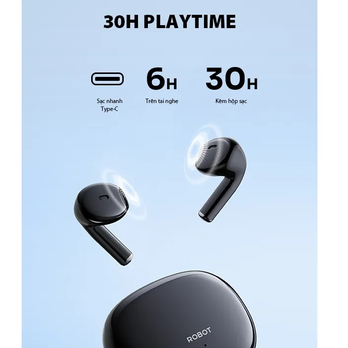 Ảnh Tai Nghe Bluetooth 5.3 ROBOT T10S Nghe Nhạc 30h Chống Nước IPX4 Hàng Chính Hãng Bảo Hành 12 Tháng 2