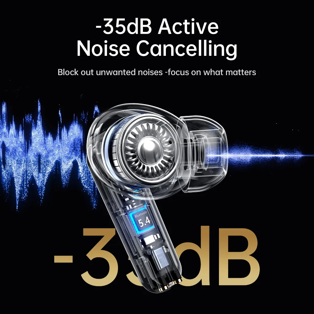 Ảnh Tai nghe Bluetooth Awei T56 không dây  chống ồn ANC+ENC màn hình màn hình cảm ứng có Mic HD 4