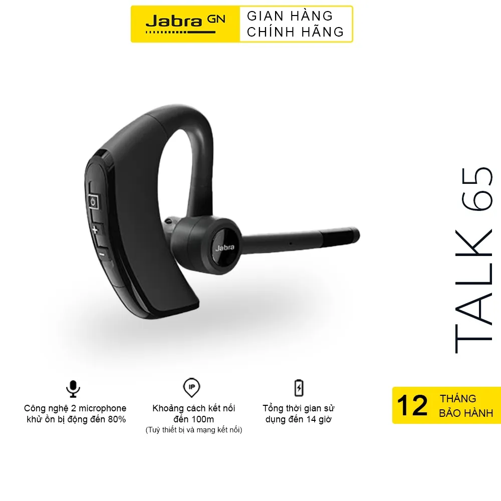 Ảnh Tai Nghe Bluetooth Chống Ồn Jabra Talk 65 Chống Bụi Nước IP54, Sử Dụng 14 tiếng Hàng Chính Hãng 1