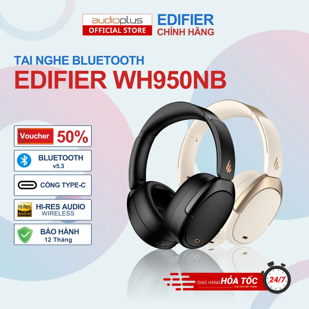 Ảnh Tai nghe bluetooth chụp tai cao cấp EDIFIER WH950NB - BT v5.3 - 4 mic đàm thoại - Pin trâu 55 giờ 1
