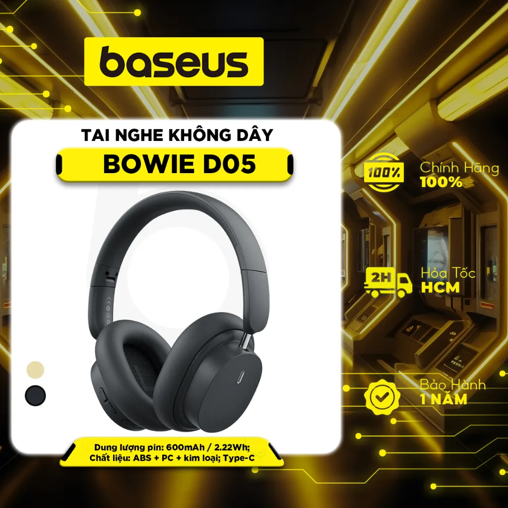 Tai nghe Baseus Bowie D05: Đánh giá chi tiết Chống ồn ANC, Pin 70h, Bluetooth 5.3