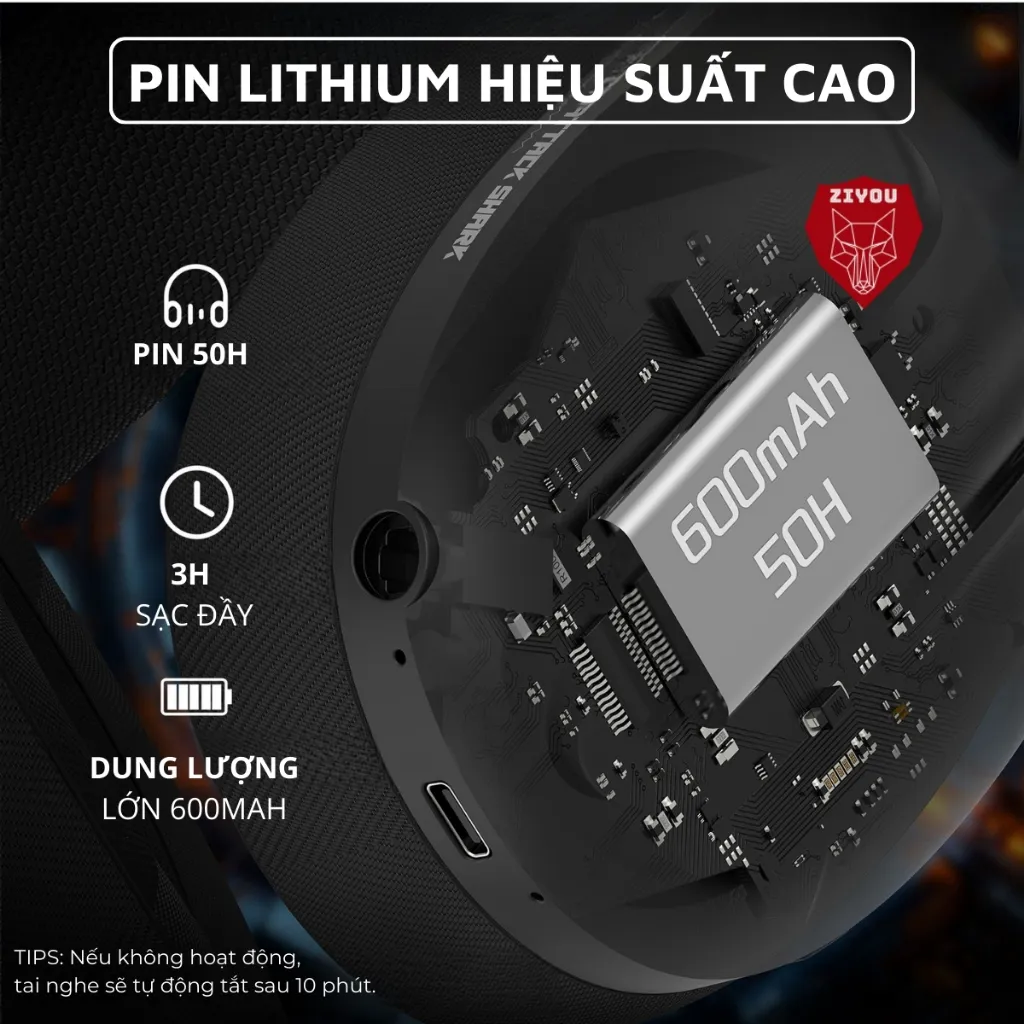 Ảnh Tai Nghe Bluetooth Chụp Tai Không Dây Headphone Attack Shark L80 Âm Bass 3D Chơi Game Giải Trí 4