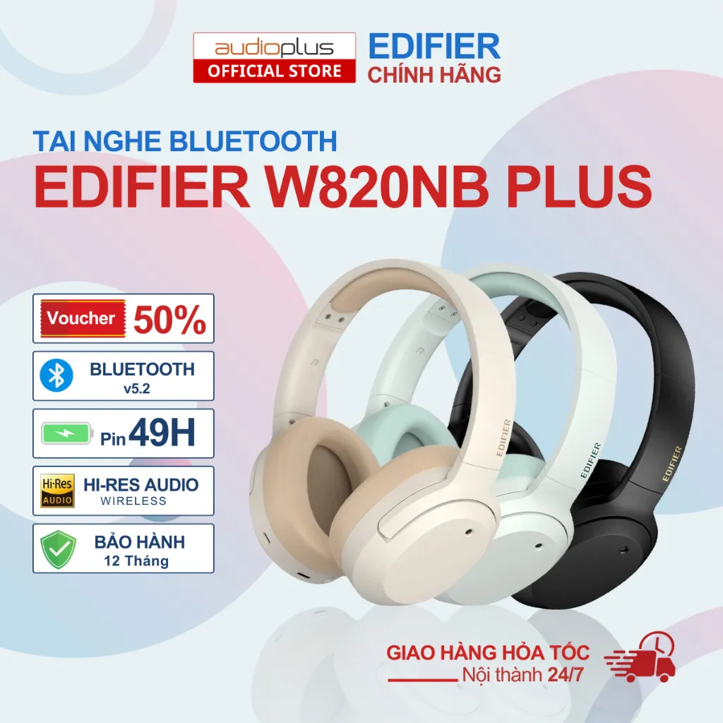 Ảnh Tai nghe bluetooth chụp tai EDIFIER W820NB Plus - BT v5.2 - Thiết kế êm ái - Mic đàm thoại rõ 1