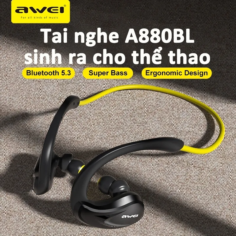 Ảnh Tai nghe Bluetooth đeo cổ Awei A880BL thể thao chạy bộ, tai bịt, ipx4 Chống Nước super bass 1