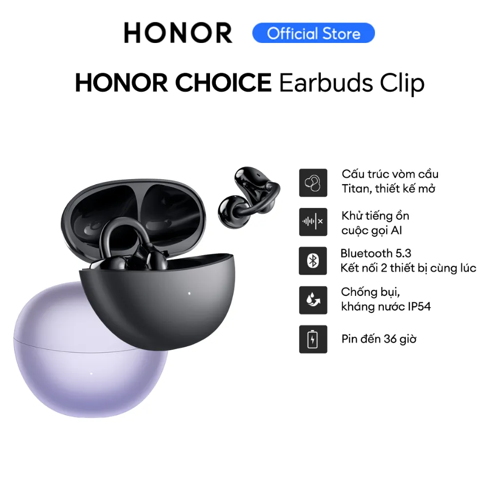 Ảnh Tai Nghe Bluetooth HONOR CHOICE Earbuds Clip | Chống bụi và nước IP54| Cấu trúc vòm cầu Titan 2