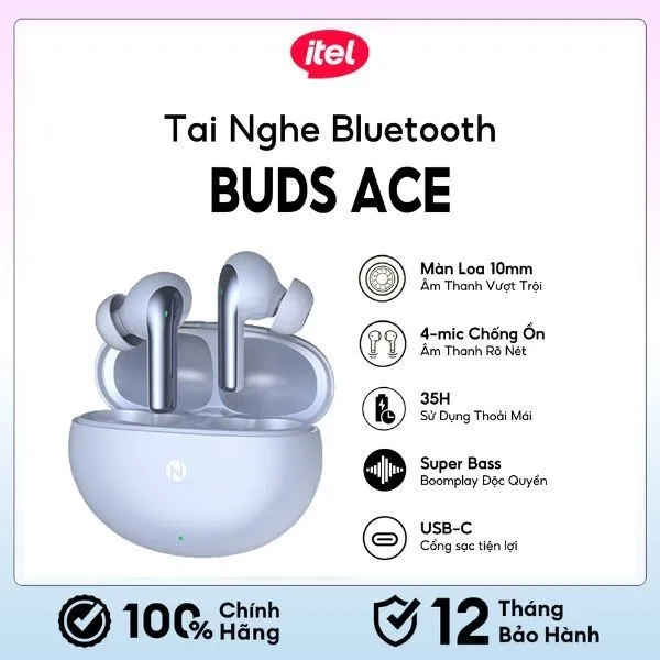 Ảnh Tai Nghe Bluetooth Itel BudsAce ANC Super Bass 5.3 | 35H Dùng Liên Tục | 4 Mic Chống Ồn | Chính Hãng 1