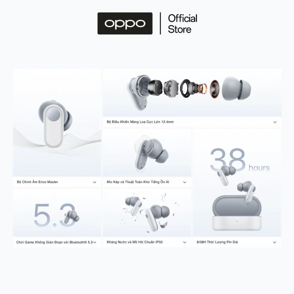 Ảnh Tai nghe Bluetooth Không dây OPPO Enco Buds 2 Pro | 38 giờ phát nhạc | Công thái học | Khử ồn AI | - Hàng chính hãng 2