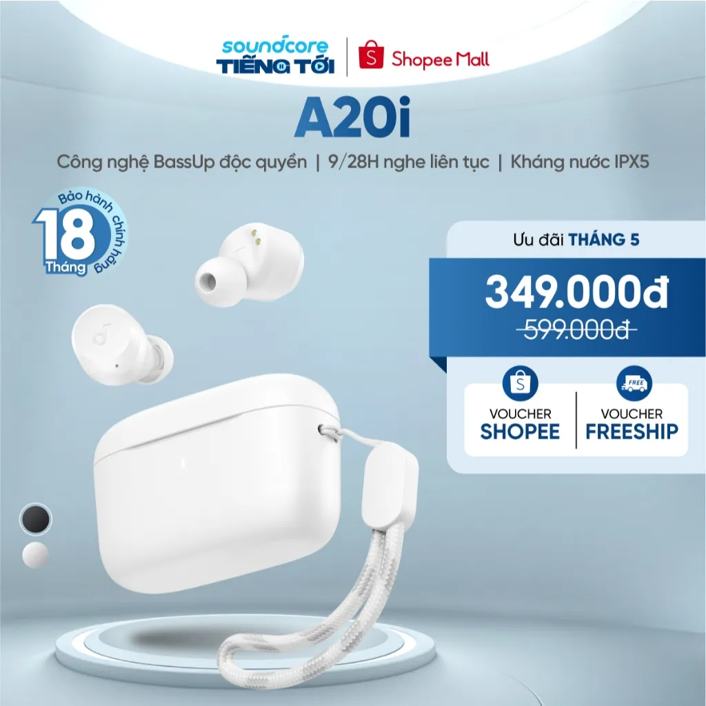 Ảnh Tai nghe bluetooth không dây soundcore A20i | Nhỏ gọn | 28 giờ phát nhạc | Sạc nhanh 1