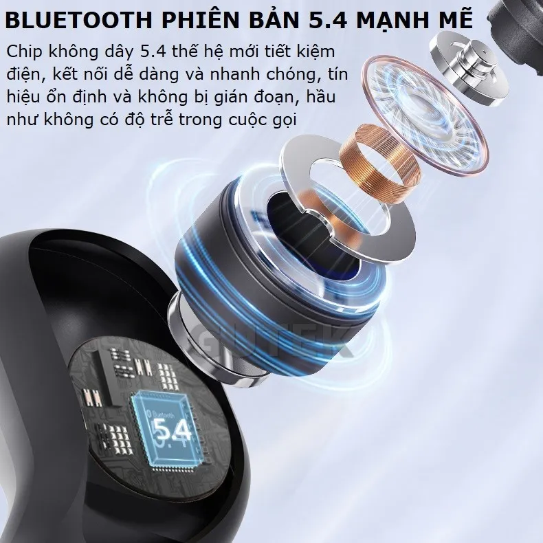 Ảnh Tai Nghe Bluetooth Không Dây Cài Tai Điện Thoại Bluetooth 5.4 Chống Nước Hifi Micro Khử Tiếng Ồn - Gutek JM15 1