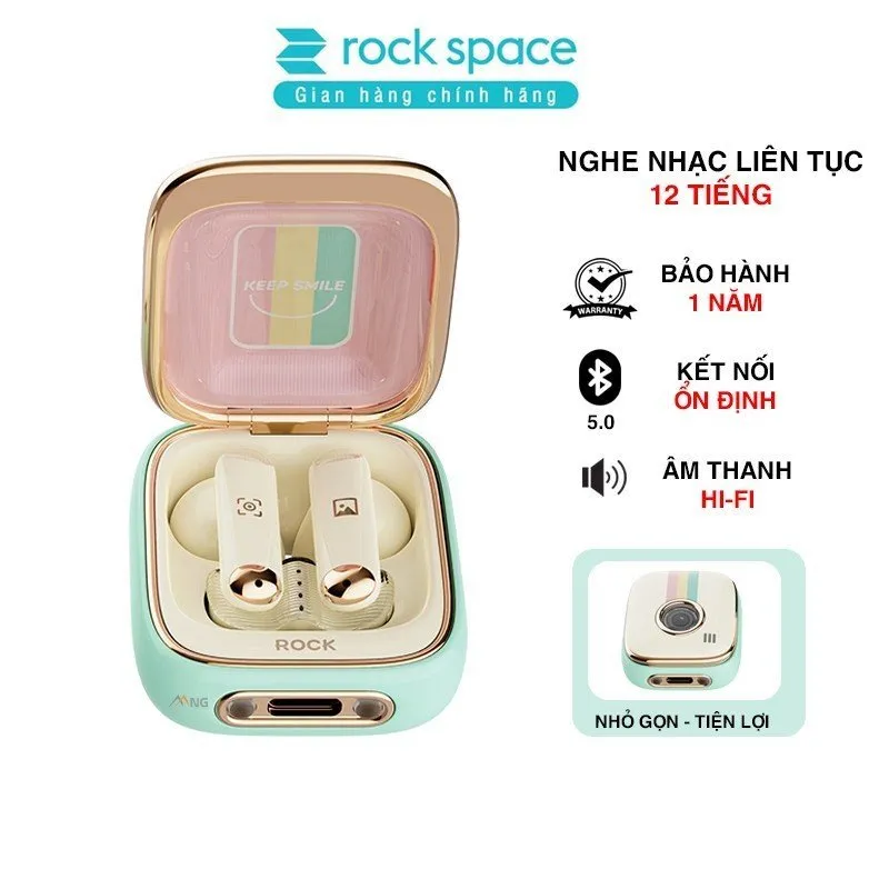 Ảnh Tai nghe bluetooth không dây nhét tai TWS Rockspace Retro Style có mic chơi game nghe nhạc có BH 1