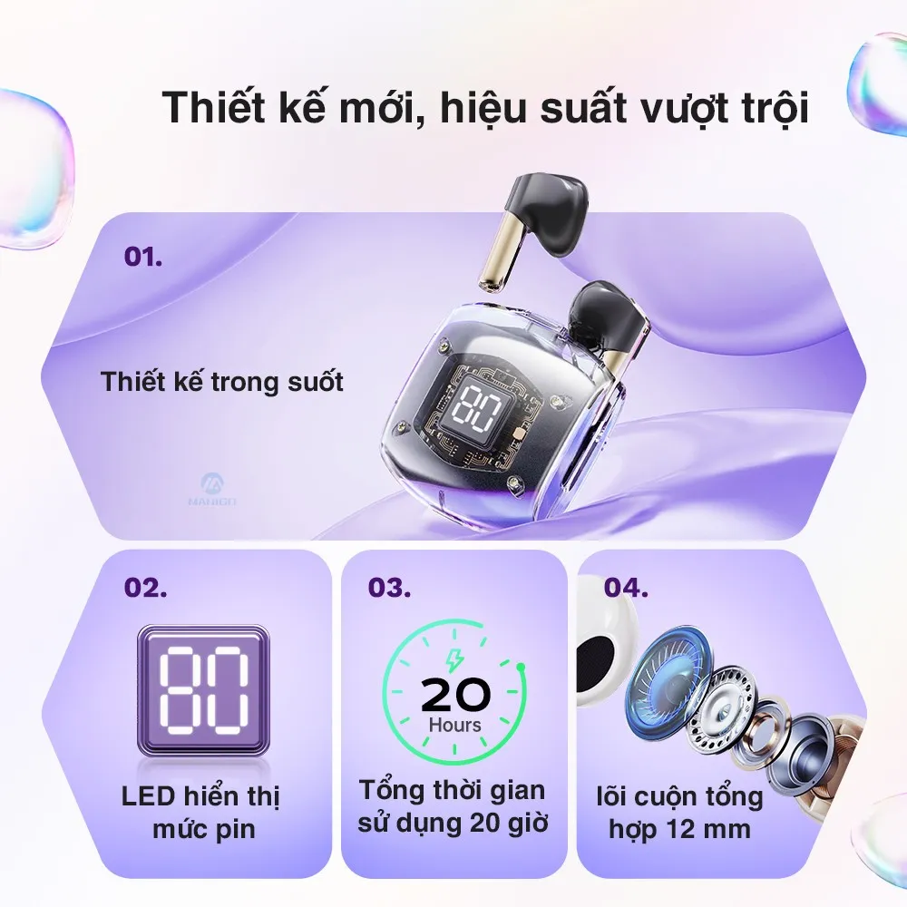 Ảnh Tai nghe Bluetooth nhét tai không dây TWS Rockspace Air Bubble nghe nhạc  đến 24h bảo hành 12 tháng 1