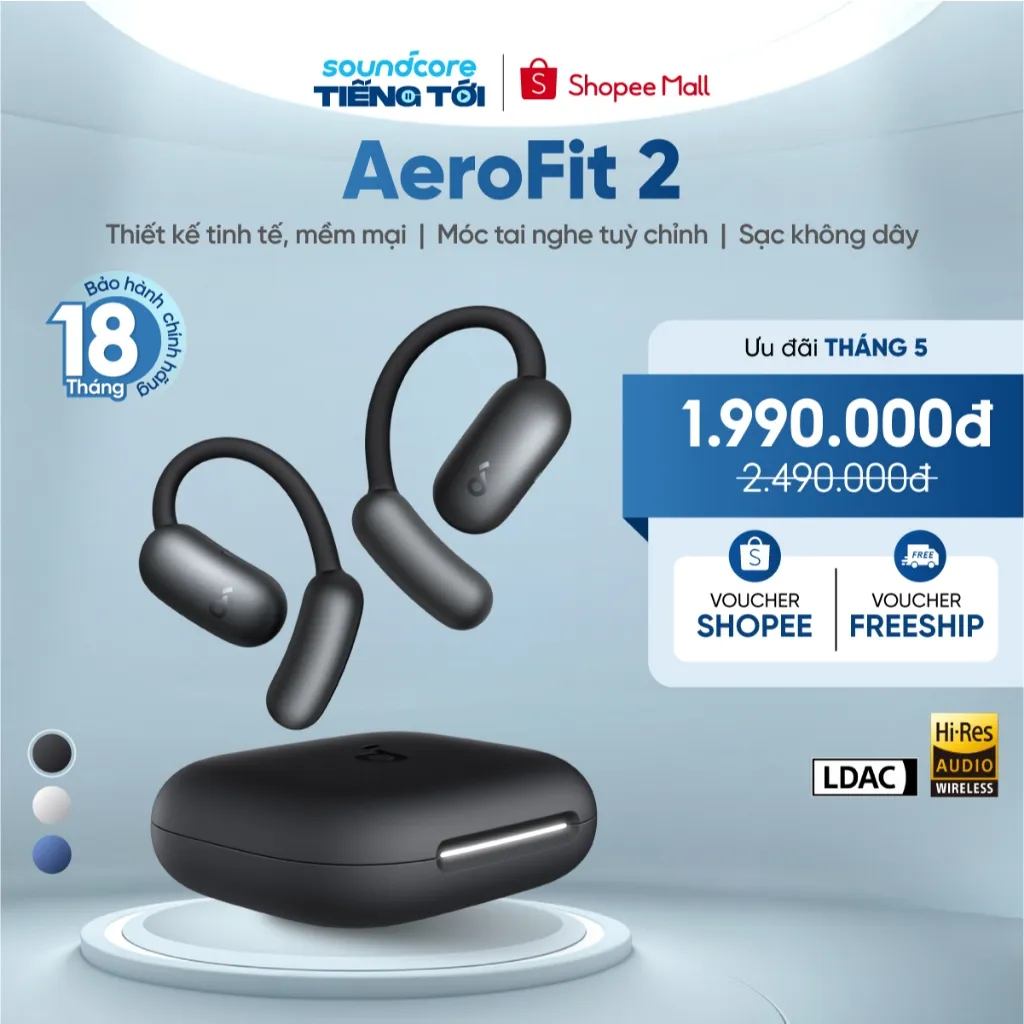 Ảnh Tai nghe bluetooth Open-Ear soundcore AeroFit 2 | Móc tai tùy chỉnh | Chống nước và bụi IP55 1