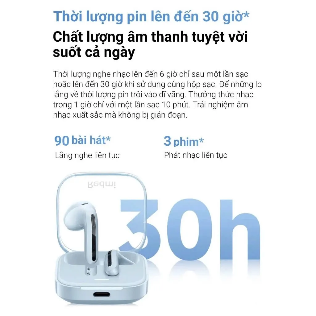Ảnh Tai nghe Bluetooth Redmi Buds 6 Active | Thời lượng hoạt động 30h | Micro kép giảm ồn | Giảm độ trễ tốt 3