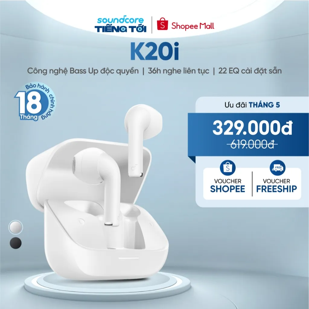 Ảnh Tai nghe bluetooth Semi In-Ear soundcore K20i | Siêu gọn nhẹ | Chống nước IPX5 1