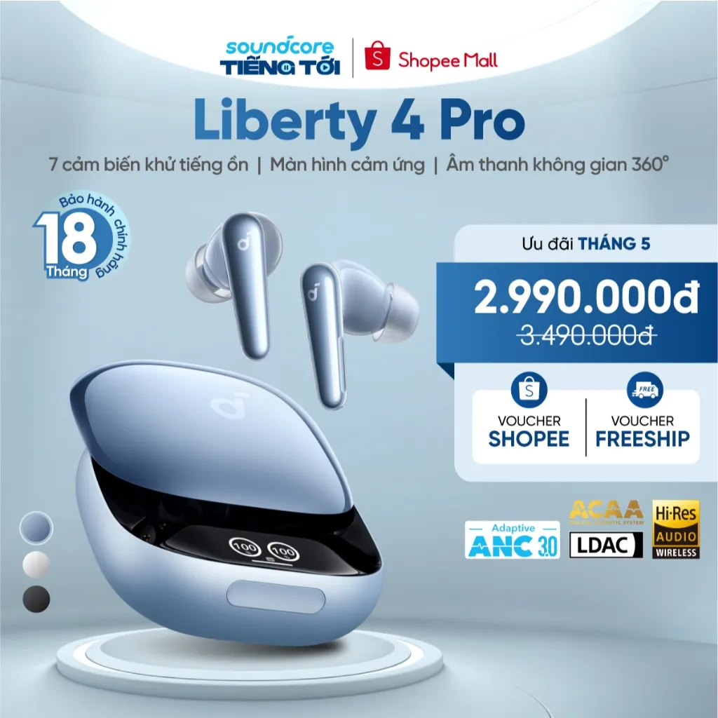 Ảnh Tai nghe bluetooth soundcore Liberty 4 Pro | Chống ồn ANC 3.0 | Màn hình cảm ứng 1