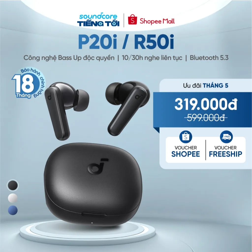 Ảnh Tai nghe bluetooth soundcore R50i (P20i) siêu nhỏ gọn | 30 giờ phát nhạc | Chống nước IPX5 1