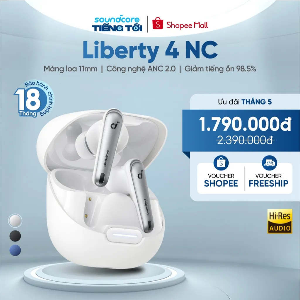 Ảnh Tai nghe bluetooth soundcore Liberty 4NC | Chống ồn ANC 50 giờ phát nhạc | Sạc nhanh 1
