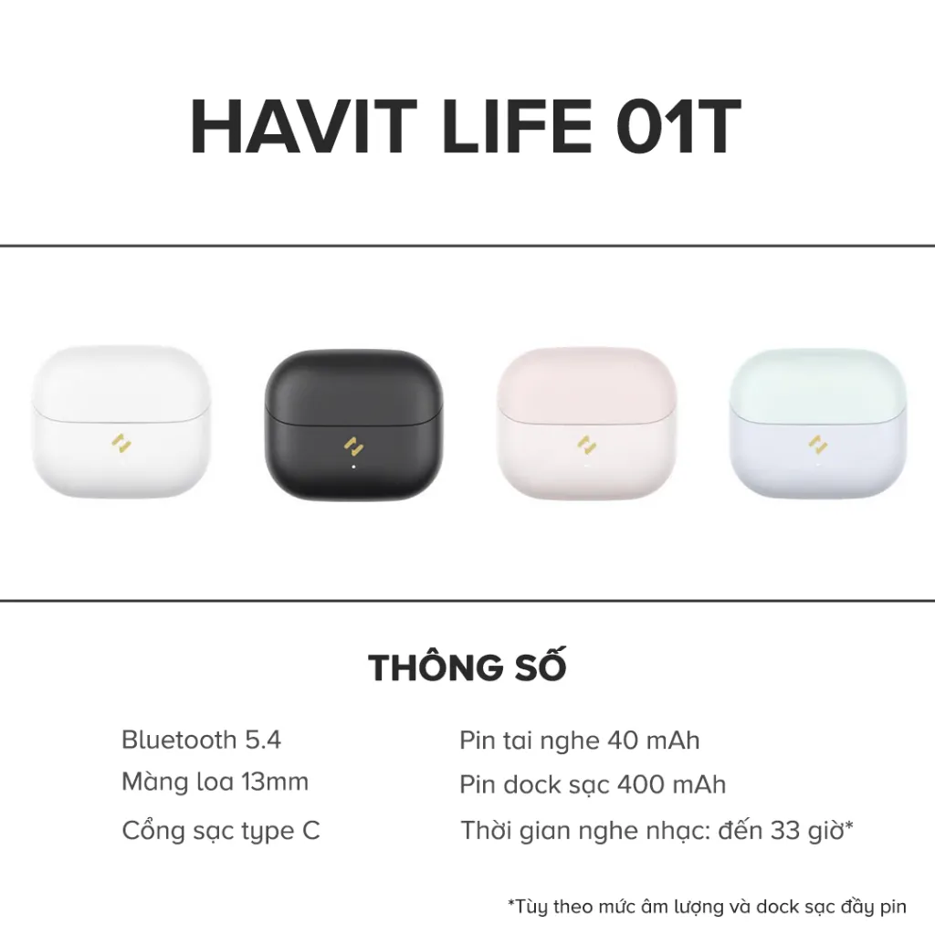 Ảnh Tai nghe Bluetooth True Wireless Havit TW982 | Nghe nhạc đến 33h - Trọng lượng 3,9g - Công nghệ khử ồn AI | BH 12 tháng 1