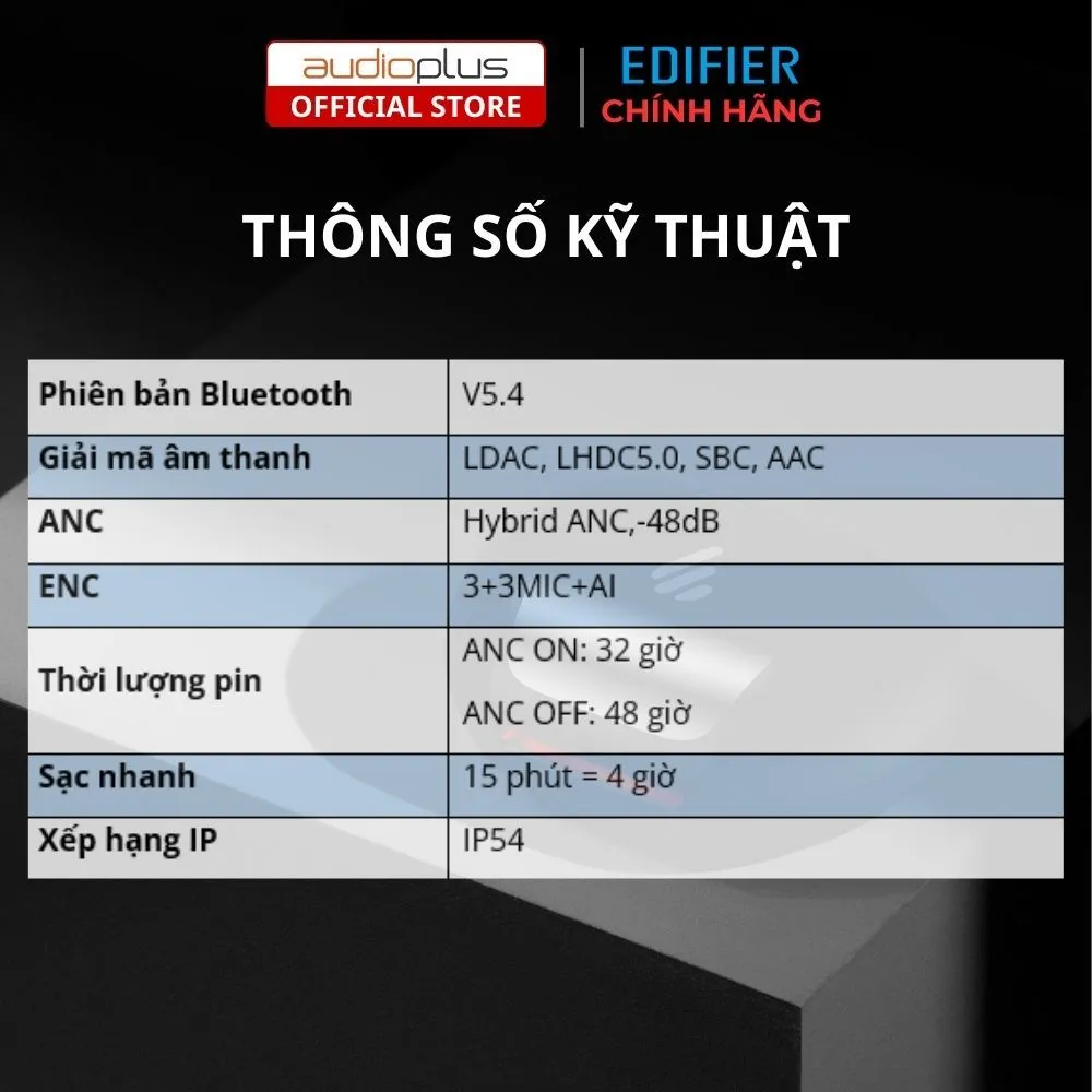 Ảnh Tai nghe bluetooth true wireless EDIFIER NeoBuds Plus - Hi-Res Audio Wireless LDAC LHDC - Pin 48h 4