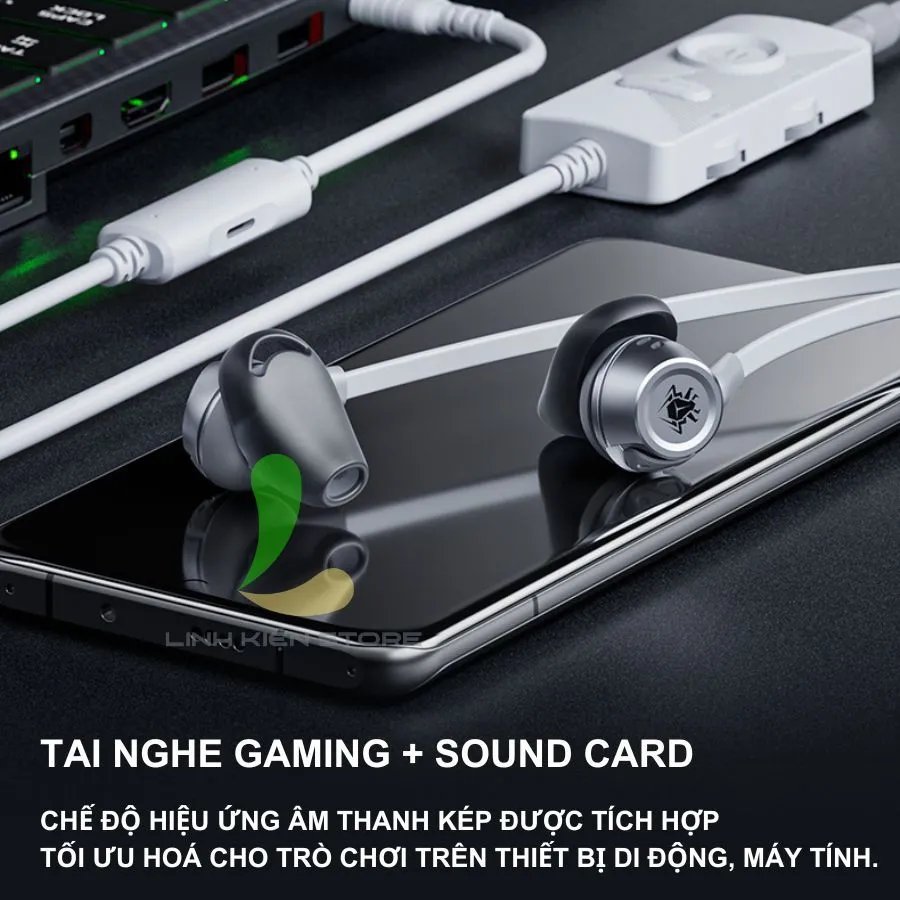 Ảnh Tai nghe chơi game HOSAN Plextone G21 kèm Gaming Sound Card GS21 hỗ trợ âm thanh đa năng 3