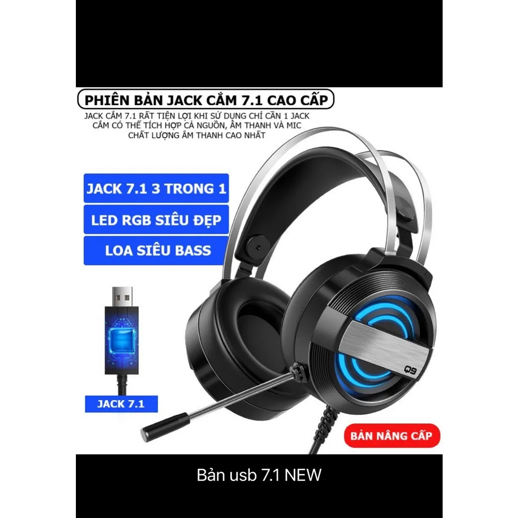 Ảnh Tai nghe chụp tai gaming Ztu Smart MC Q9 có dây âm thanh vòm 3D mic lọc âm chống ồn đèn led rgb phong cách gaming 1