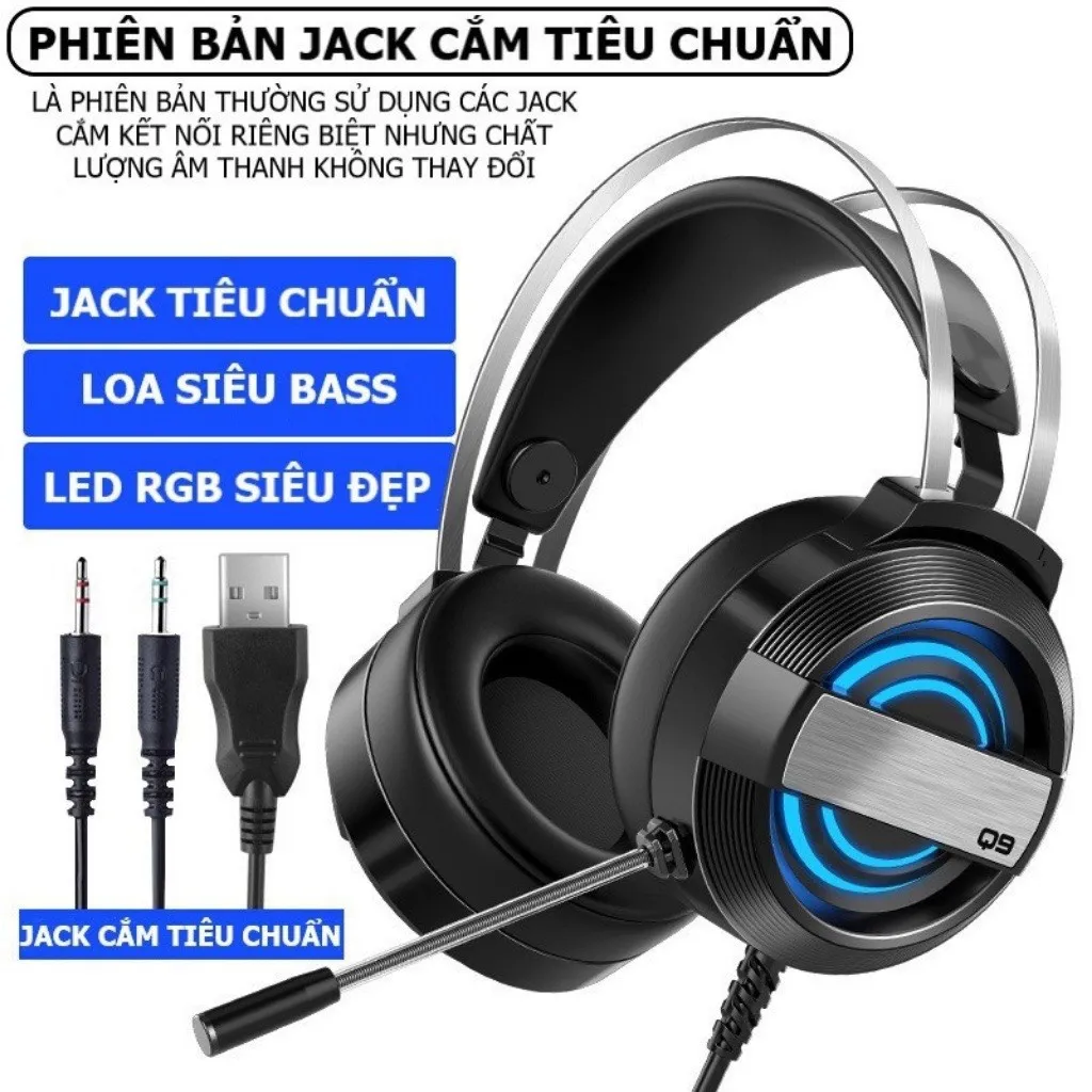 Ảnh Tai nghe chụp tai gaming Ztu Smart MC Q9 có dây âm thanh vòm 3D mic lọc âm chống ồn đèn led rgb phong cách gaming 2