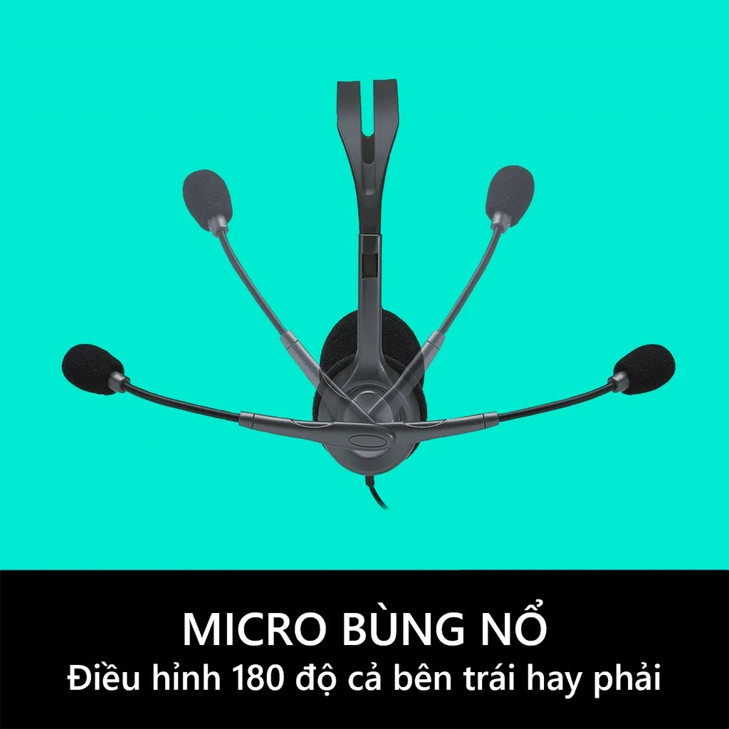 Ảnh Tai nghe chụp tai Logitech H111 - 1 jack 3.5mm, Mic khử giảm tiếng ồn, âm thanh nổi 3