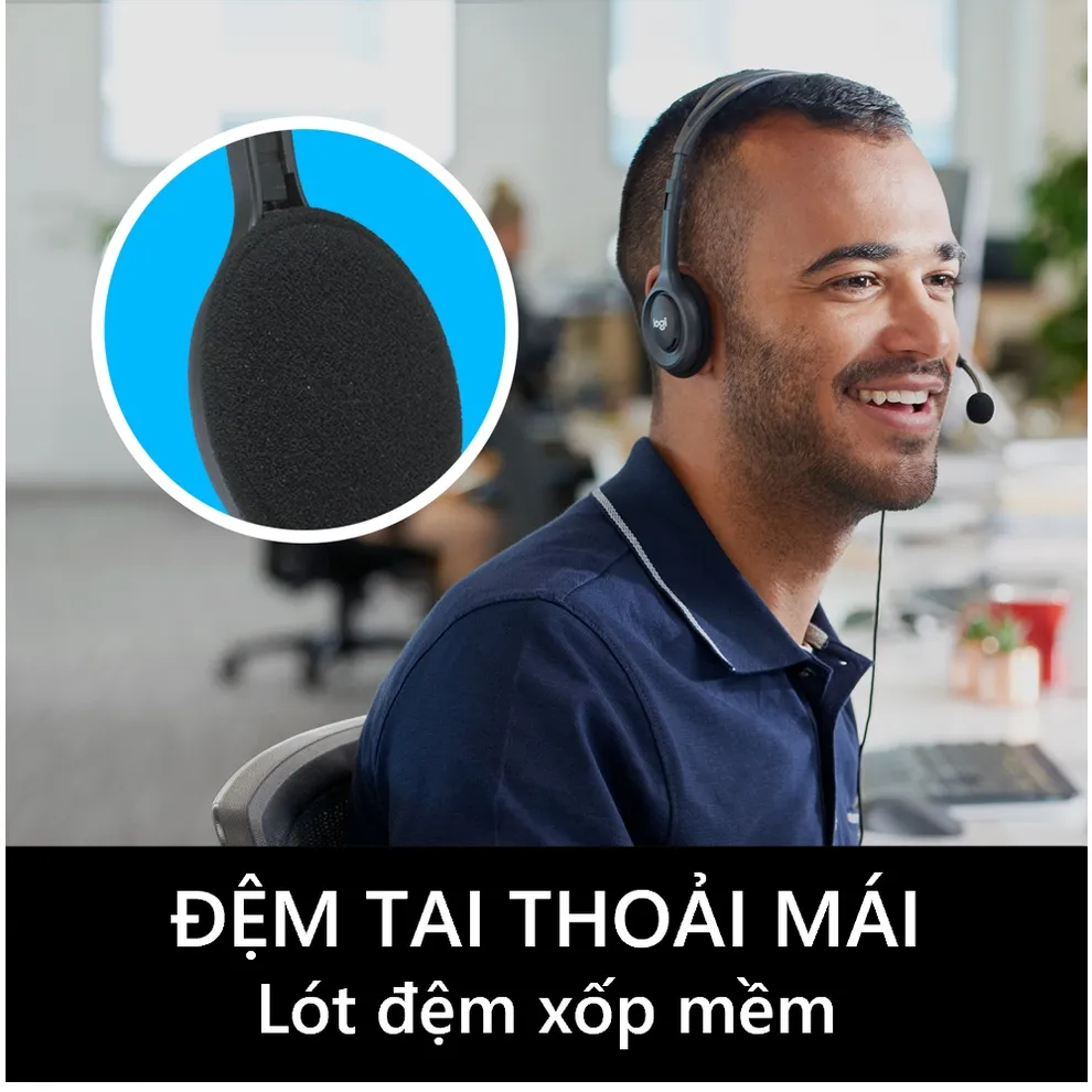 Ảnh Tai nghe chụp tai Logitech H111 - 1 jack 3.5mm, Mic khử giảm tiếng ồn, âm thanh nổi 4