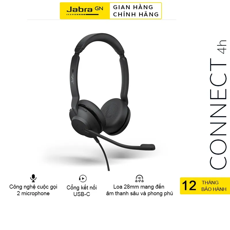 Ảnh Tai Nghe Chụp Tai On-ear JABRA Connect 4H | Đan Mạch | USB C | 2 microphone | Hàng Chính Hãng 1