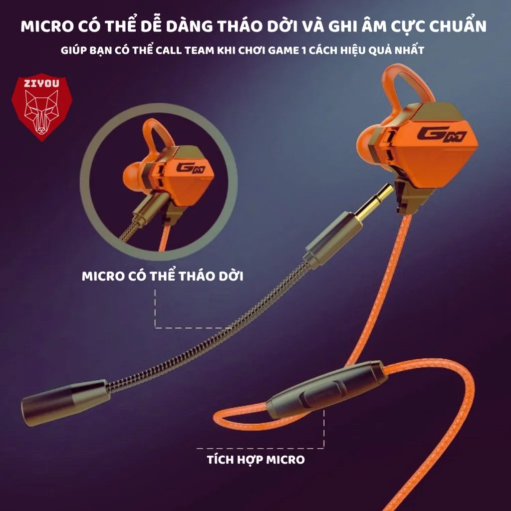 Ảnh Tai nghe có dây chống ồn cao cấp ZIYOU G10 gaming có mic rời tiện lợi dùng cho pc, laptop, điện thoại 4