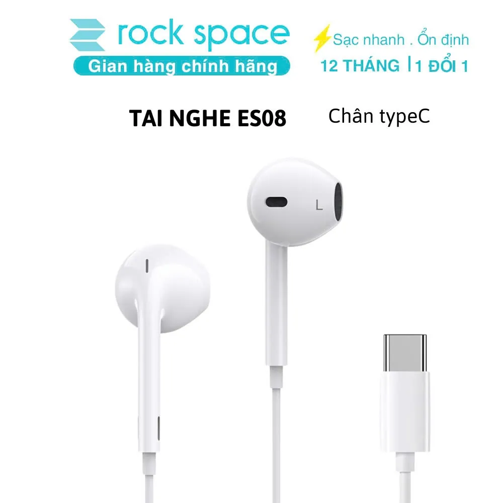 Ảnh Tai nghe có dây có mic Rockspace ES08 chuẩn cắm TypeC dành cho ip15 samsung huawei xiaomi BH 1 năm 1