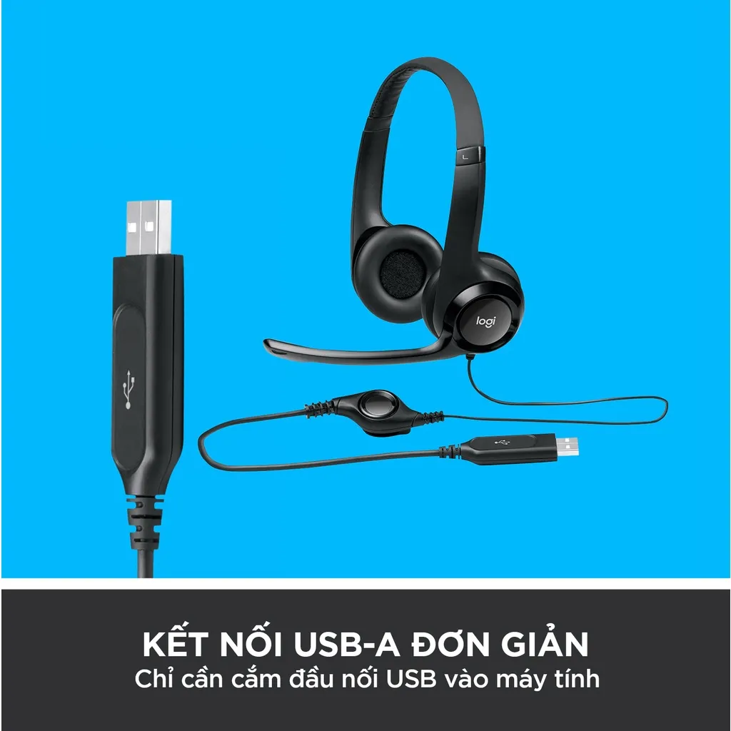 Ảnh Tai nghe có dây Logitech H390 - Mic giảm ồn, quai đeo, chụp tai có đệm, kết nối USB-A 3