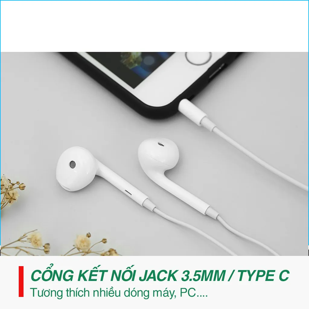 Ảnh Tai nghe có dây Oppo có mic đàm thoại 1.2m có jack cắm 3.5mm và type C DYDX - Hàng bảo hành 30 ngày 3