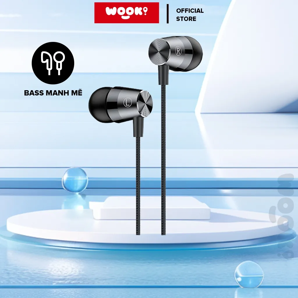 Ảnh Tai Nghe Có Dây Wook RE101S Cổng Kết Nối 3.5mm Âm Thanh Sắc Nét Dây Bền Chắc Chắn Bảo Hành Chính Hãng 1