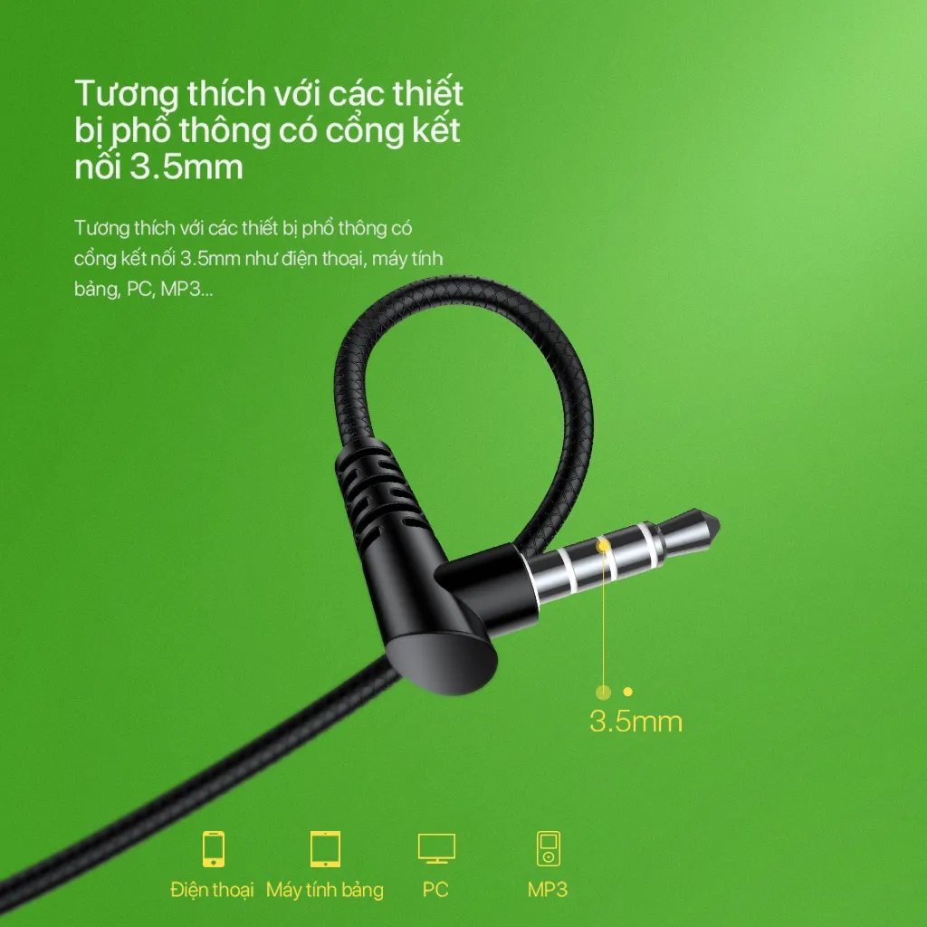 Ảnh Tai Nghe Có Dây Wook RE101S Cổng Kết Nối 3.5mm Âm Thanh Sắc Nét Dây Bền Chắc Chắn Bảo Hành Chính Hãng 3
