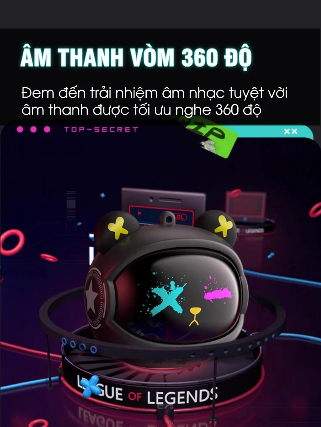 Ảnh Tai nghe gaming MEMO Onikuma T20 chống ồn không delay hỗ trợ chơi game nghe nhạc đeo cổ thời trang Liên quân mobile FF 4