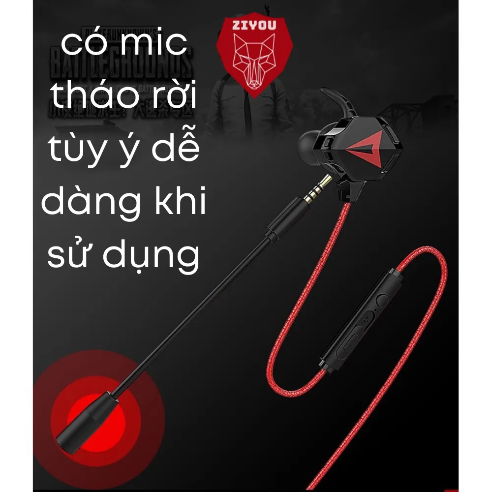 Ảnh Tai nghe gaming nhét tai ZIYOU GH5 âm thanh super bass, chống ồn cực tốt, có mic có thể tháo rời, tặng bộ phụ kiện 2