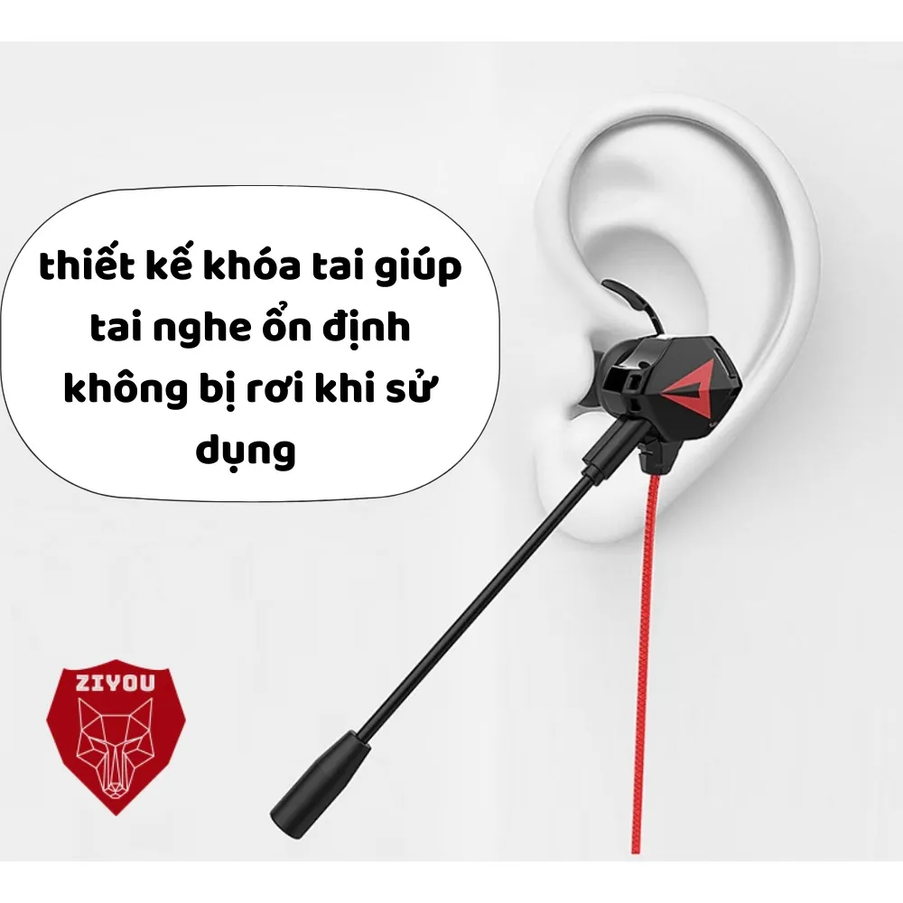 Ảnh Tai nghe gaming nhét tai ZIYOU GH5 âm thanh super bass, chống ồn cực tốt, có mic có thể tháo rời, tặng bộ phụ kiện 3
