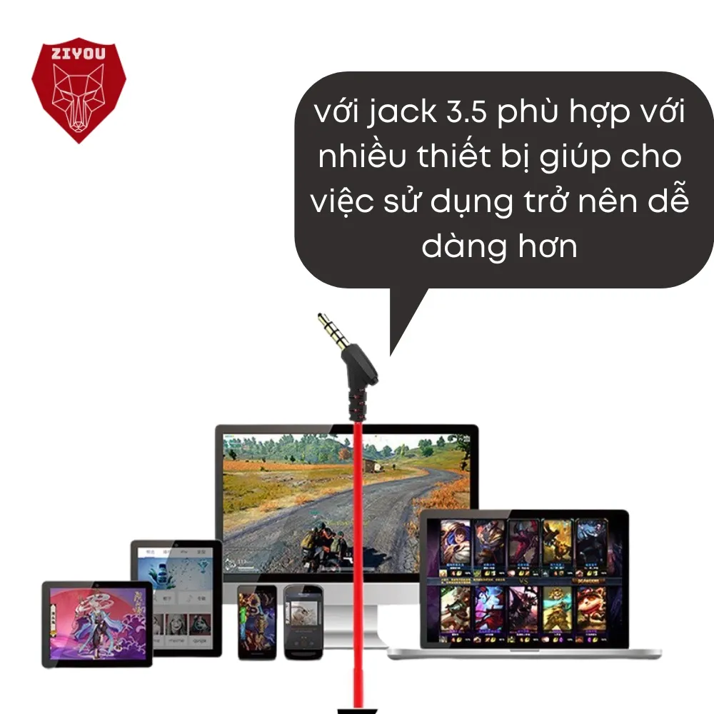 Ảnh Tai nghe gaming nhét tai ZIYOU GH5 âm thanh super bass, chống ồn cực tốt, có mic có thể tháo rời, tặng bộ phụ kiện 4