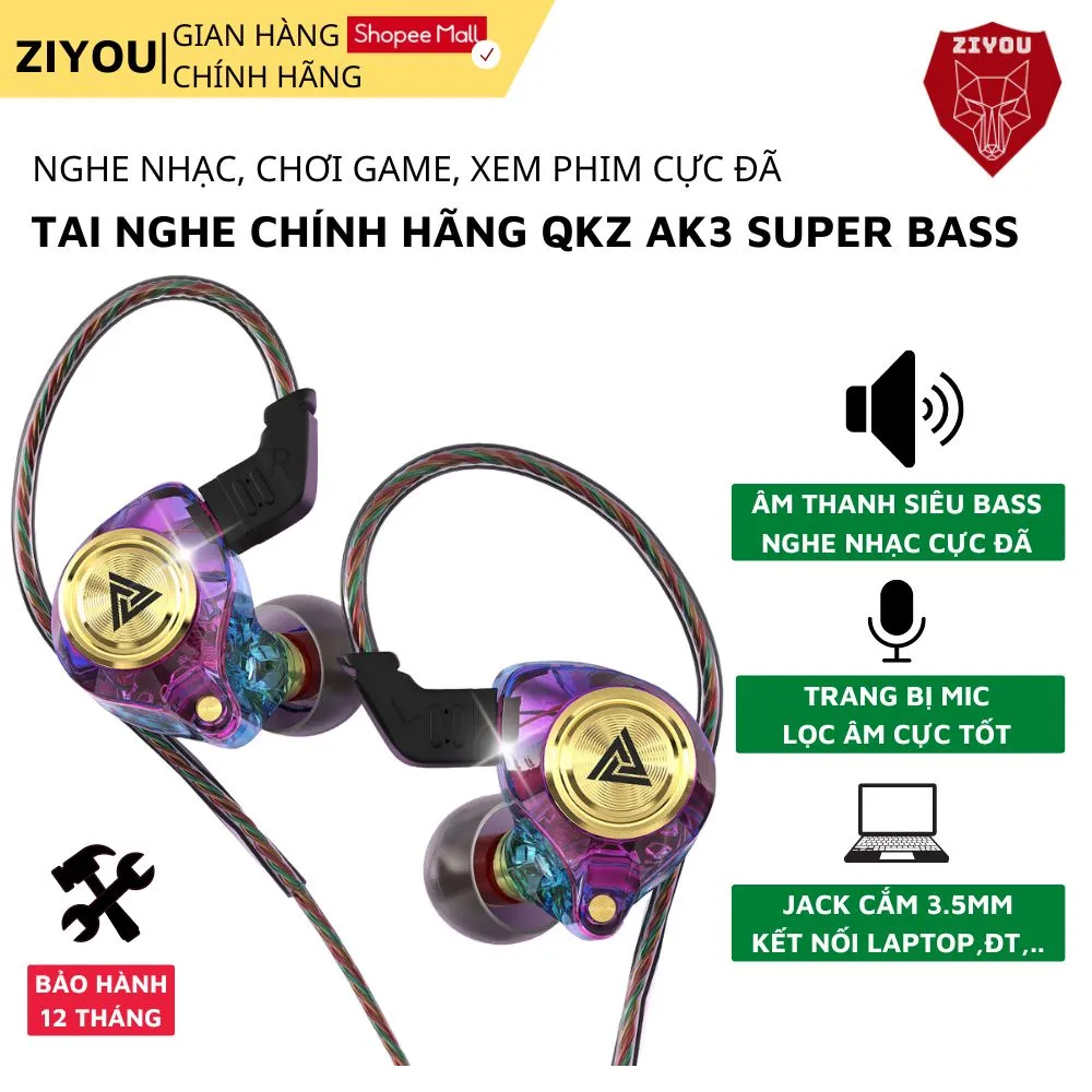 Ảnh Tai Nghe Gaming Ziyou QKZ AK3 Có Mic Cho Điện Thoại, Chuyên Nghe Nhạc, Chơi Game Âm Thanh Sống Động - Hàng Chính Hãng 1