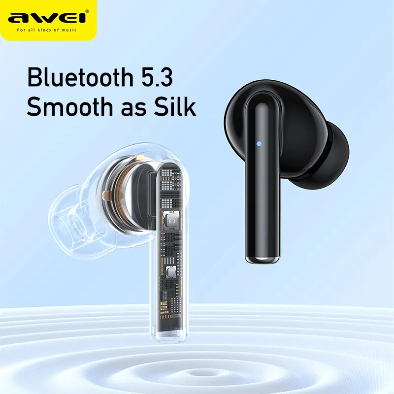 Ảnh Tai nghe không dây AWEI T61 chống ồn ENC TWS 5.3 Chống Nước IPX6 có Mic HD cảm ứng thông minh Âm Thanh HIFI 3