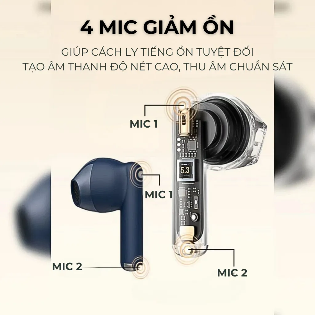 Ảnh Tai Nghe Không Dây Bluetooth 5.3 VIVAN Infinity GT2 Chống Nước IPX4 Playtime Đến 40H 3