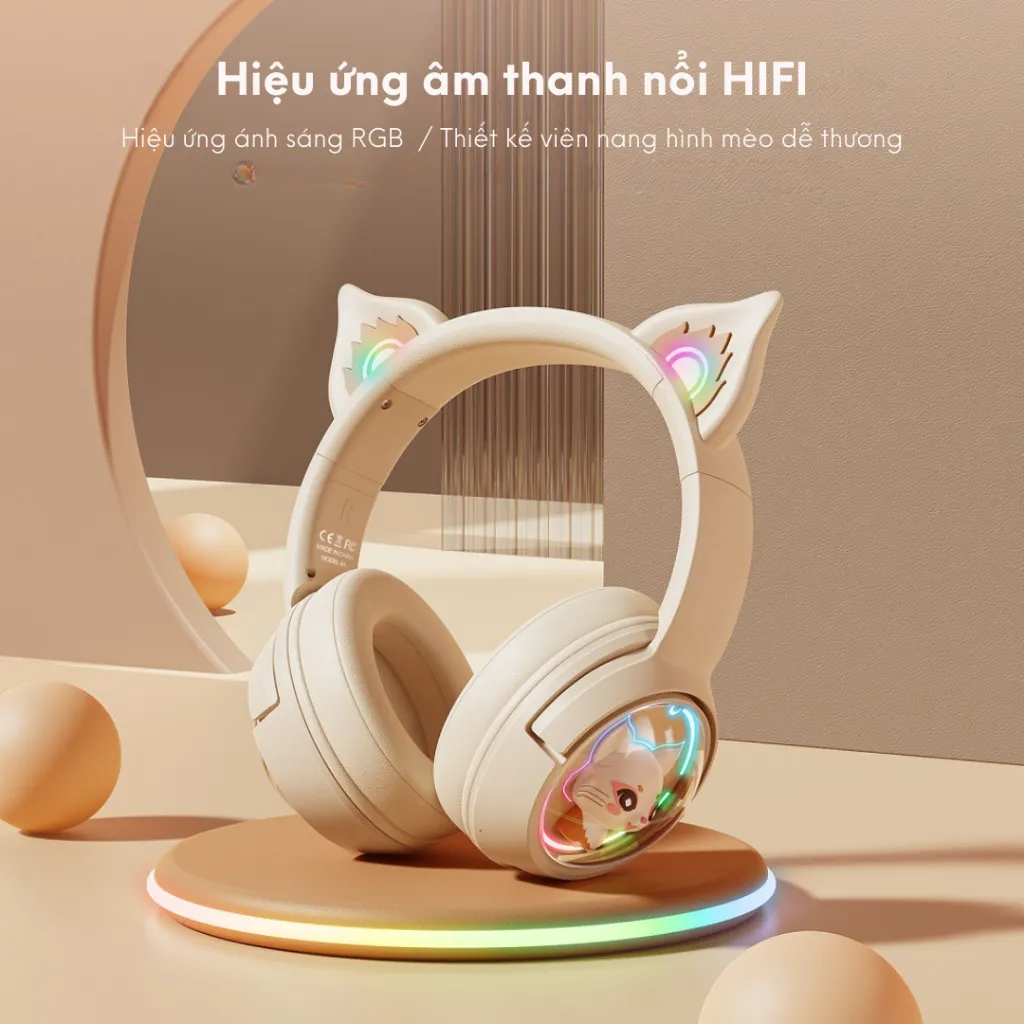Ảnh Tai Nghe Không Dây Bluetooth ONIKUMA B5 RGB Có Tai Mèo Đầy Sức Hút - Hàng Chính Hãng 4